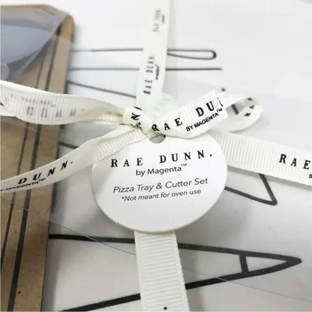 NWT Rae Dunn Pizza Tray and Cutter Set - includes stand, plate, and pizza cutter